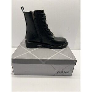 Xappeal Motorcycle Style Booties Black Zip/Lace Chunky Heel 1.5" New SZ 7 Women